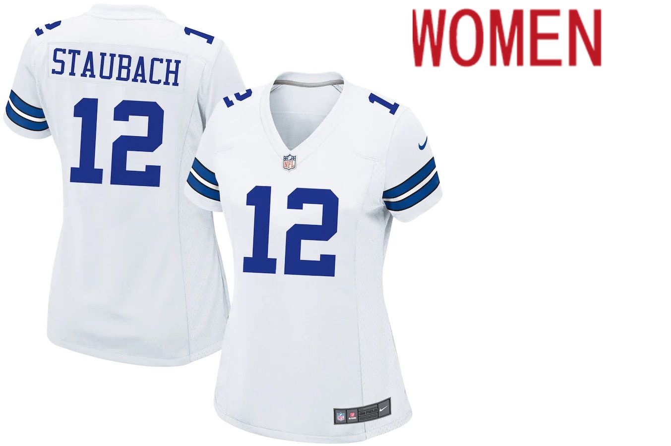 Women Dallas Cowboys #12 Roger Staubach Nike White Retired Game NFL Jersey